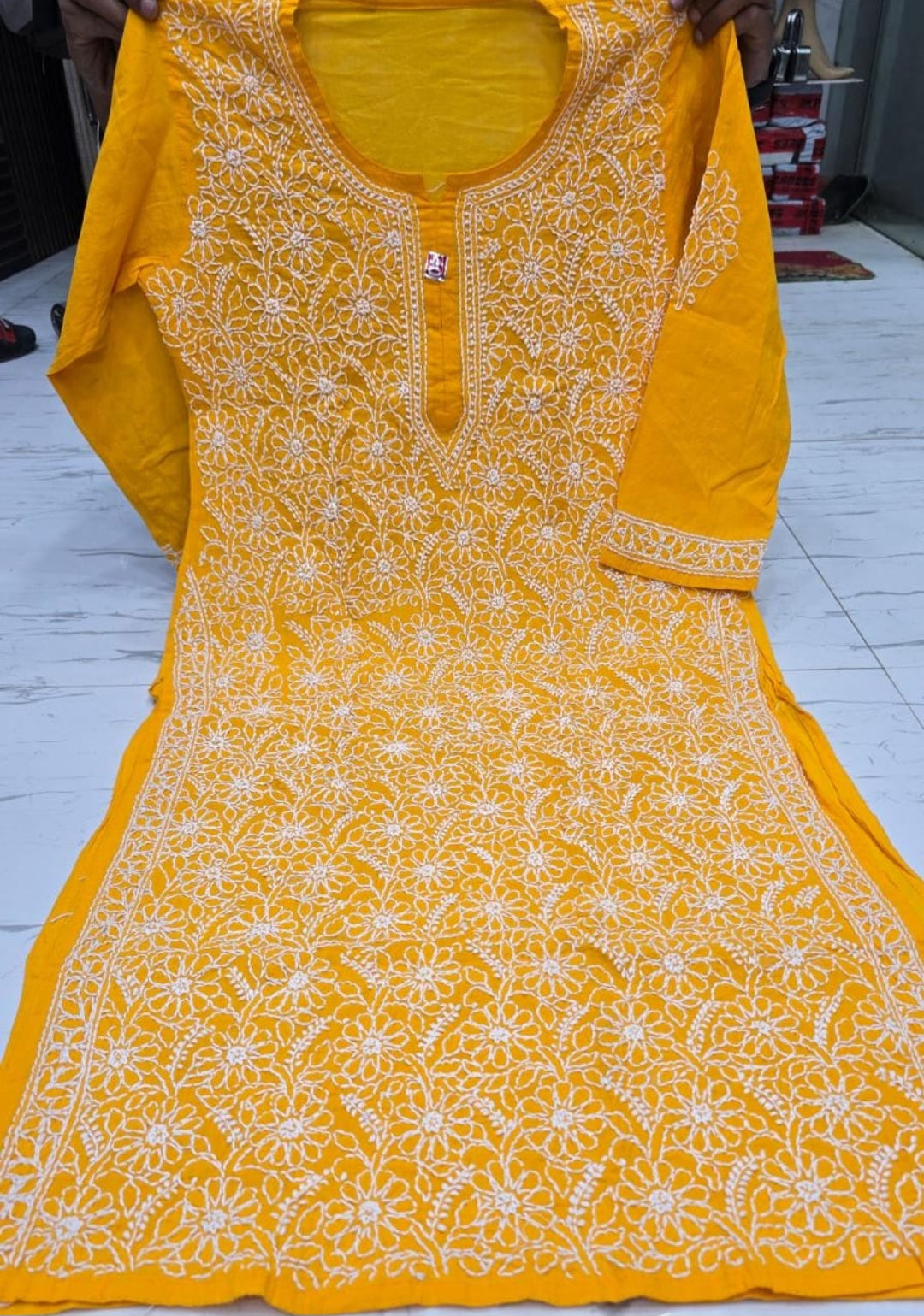 Women's Cotton Lucknowi Chikankari Shadow Work Kurti | Heavy Hand Embroidery | Premium Ethnic Wear | Aashi Chikan
