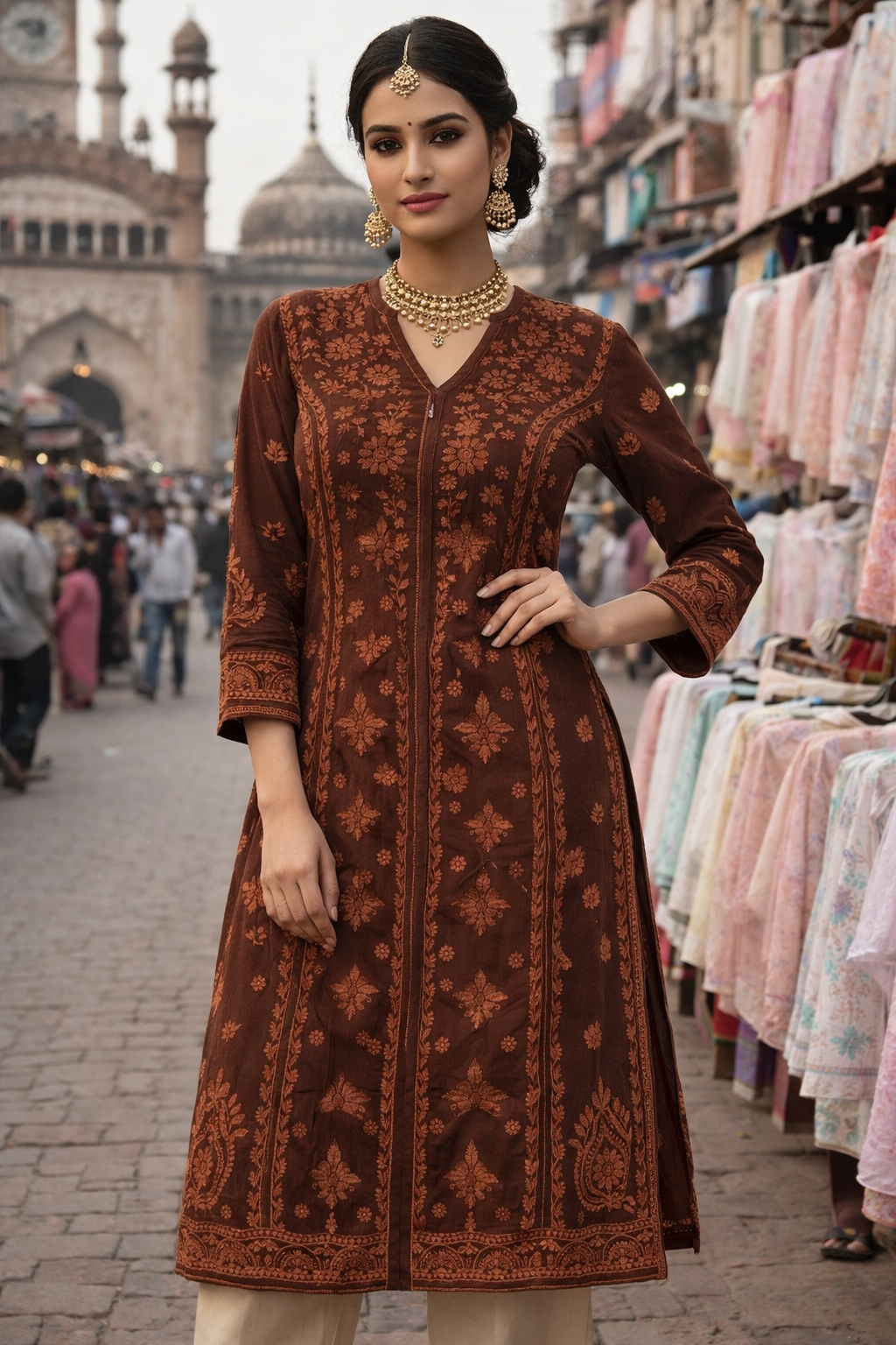 Plus size Handwork Chikankari Designer Kurti in Premium Viscose Fabric for Women