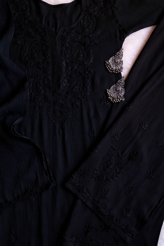 Premium Rayon Chikankari 3-Piece Kurta Set with Dupatta & Palazzo