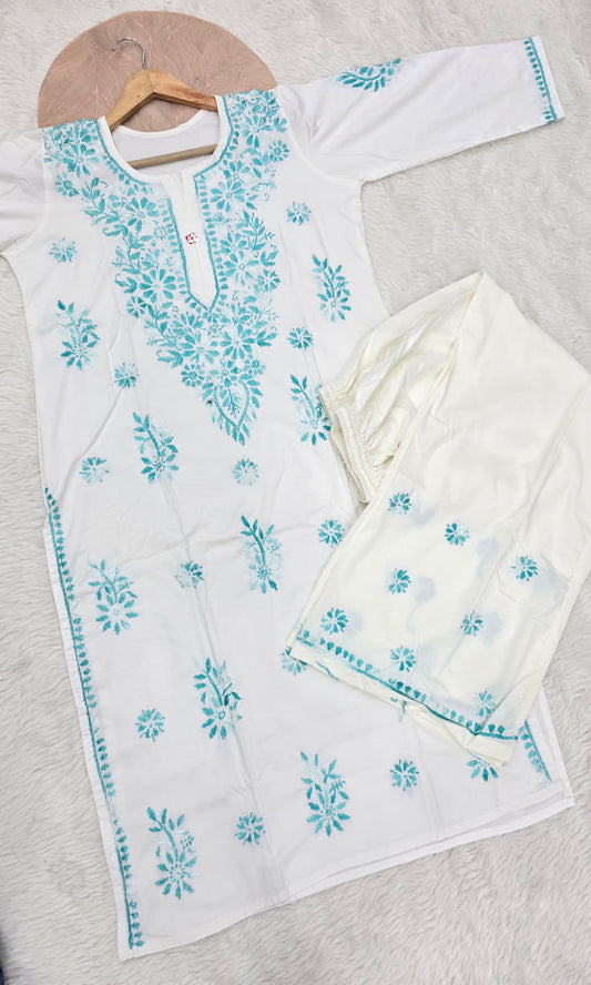 Summer Breeze Lucknowi Chikankari Kurta Palazzo Set