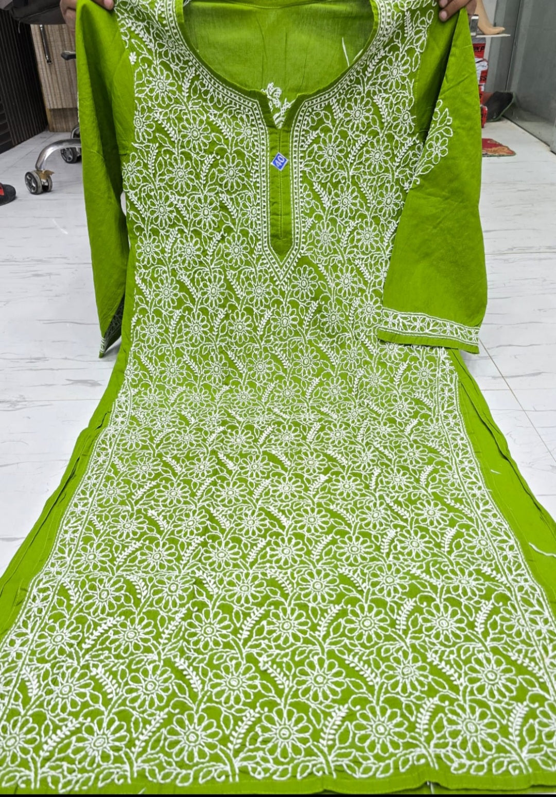 Women's Cotton Lucknowi Chikankari Shadow Work Kurti | Heavy Hand Embroidery | Premium Ethnic Wear | Aashi Chikan