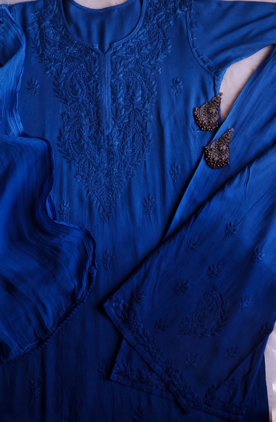 Premium Rayon Chikankari 3-Piece Kurta Set with Dupatta & Palazzo