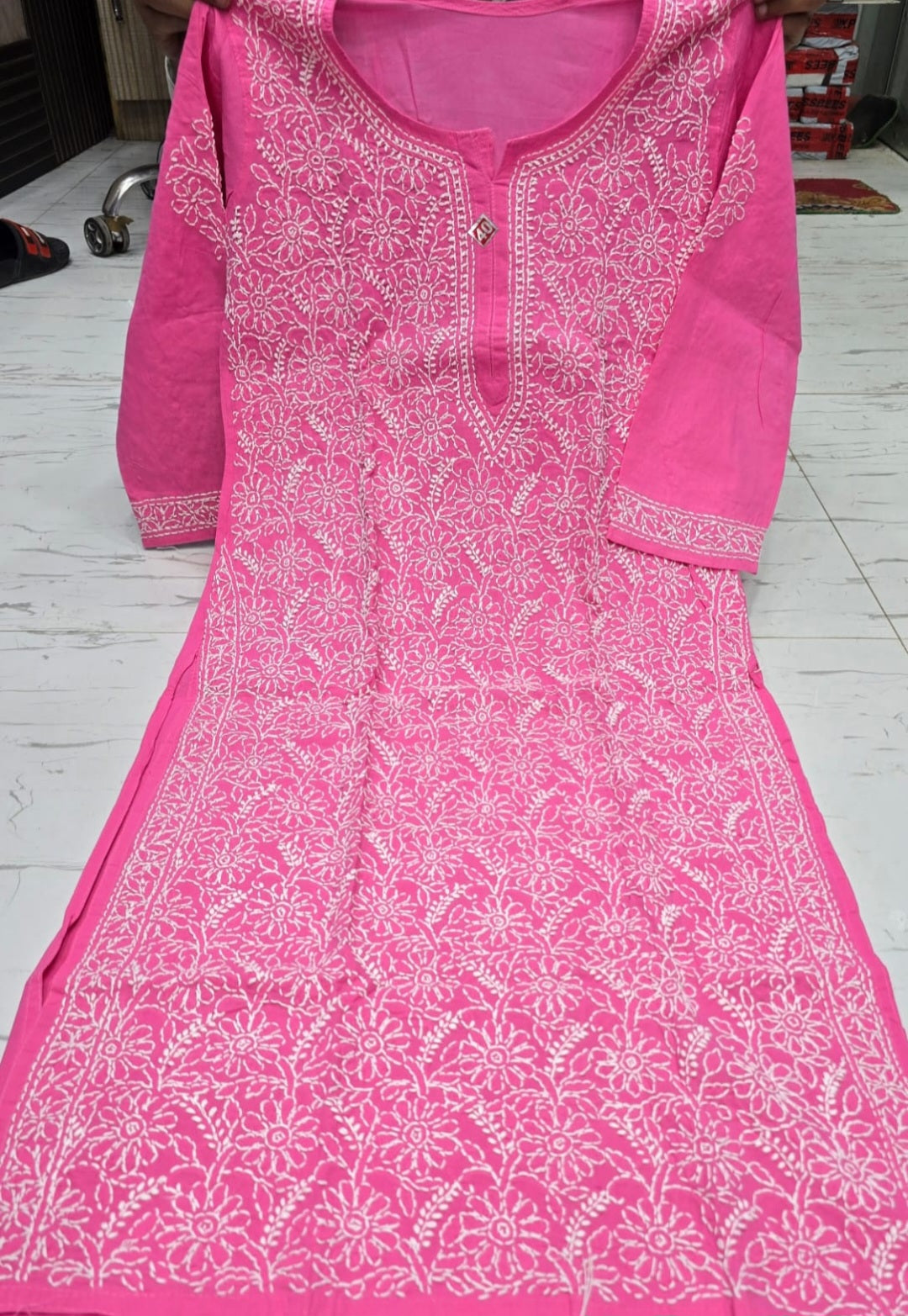 Women's Cotton Lucknowi Chikankari Shadow Work Kurti | Heavy Hand Embroidery | Premium Ethnic Wear | Aashi Chikan