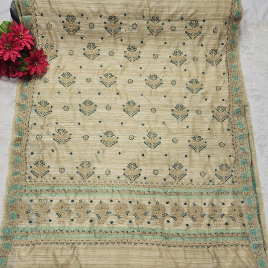 Luxury Kota Silk Chikankari Saree  – Handcrafted Beauty