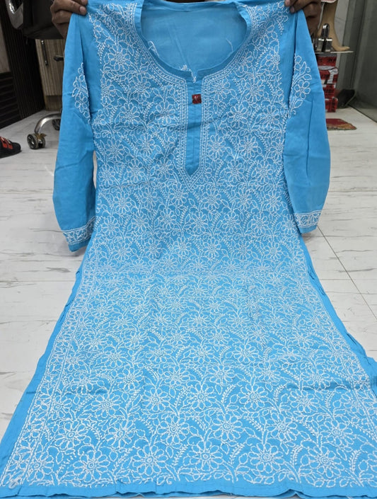 Women's Cotton Lucknowi Chikankari Shadow Work Kurti | Heavy Hand Embroidery | Premium Ethnic Wear | Aashi Chikan