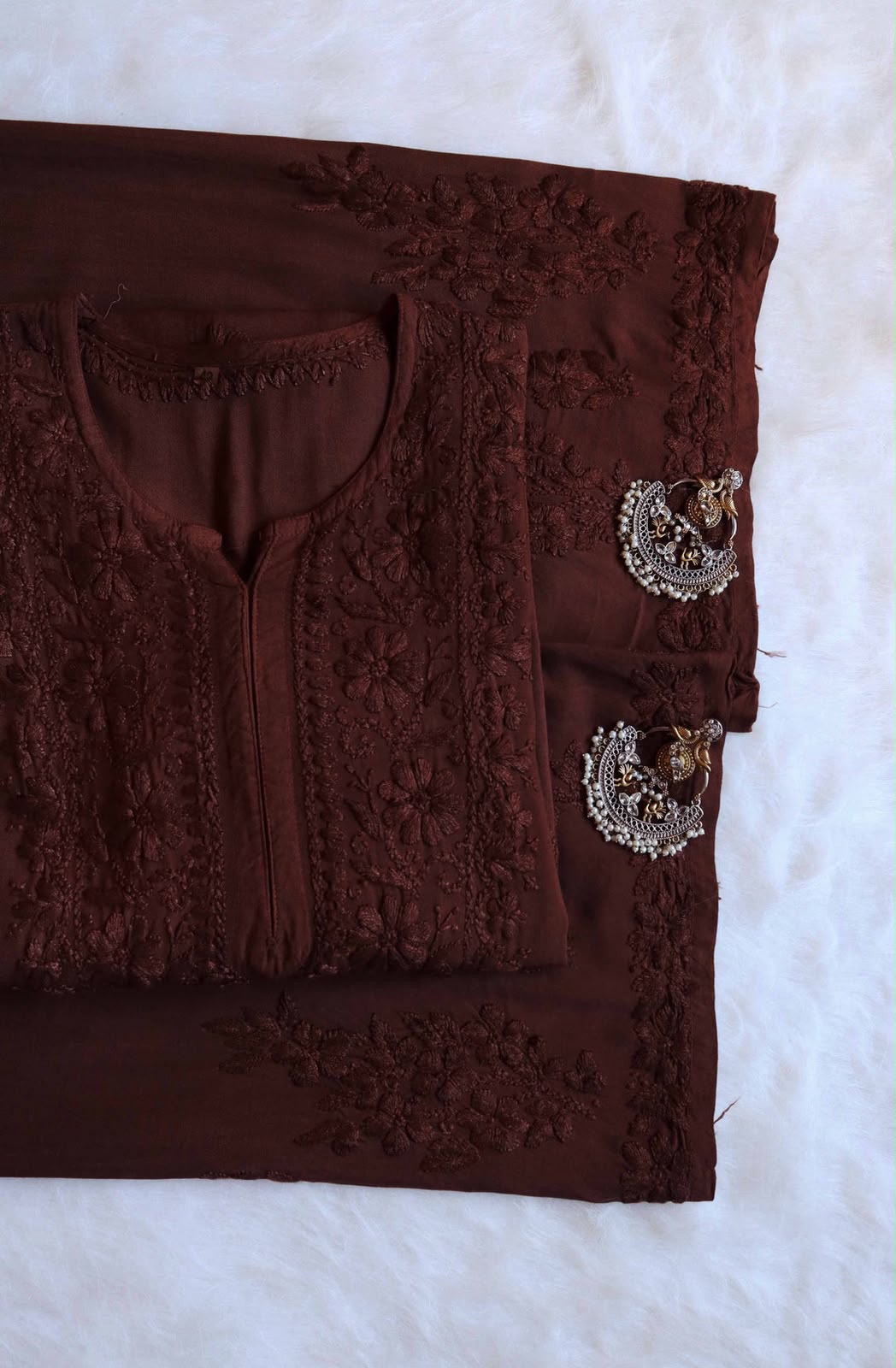 Premium Rayon Lucknowi Chikankari 2-Piece Kurta & Bottom Set – Hand Embroidered Ethnic Wear