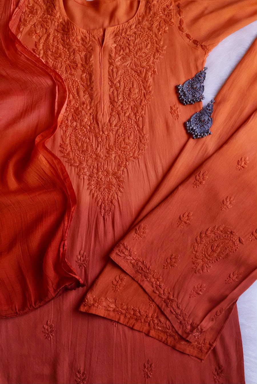 Premium Rayon Chikankari 3-Piece Kurta Set with Dupatta & Palazzo