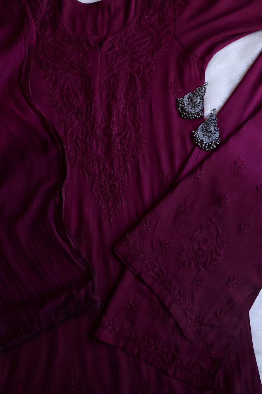 Premium Rayon Chikankari 3-Piece Kurta Set with Dupatta & Palazzo