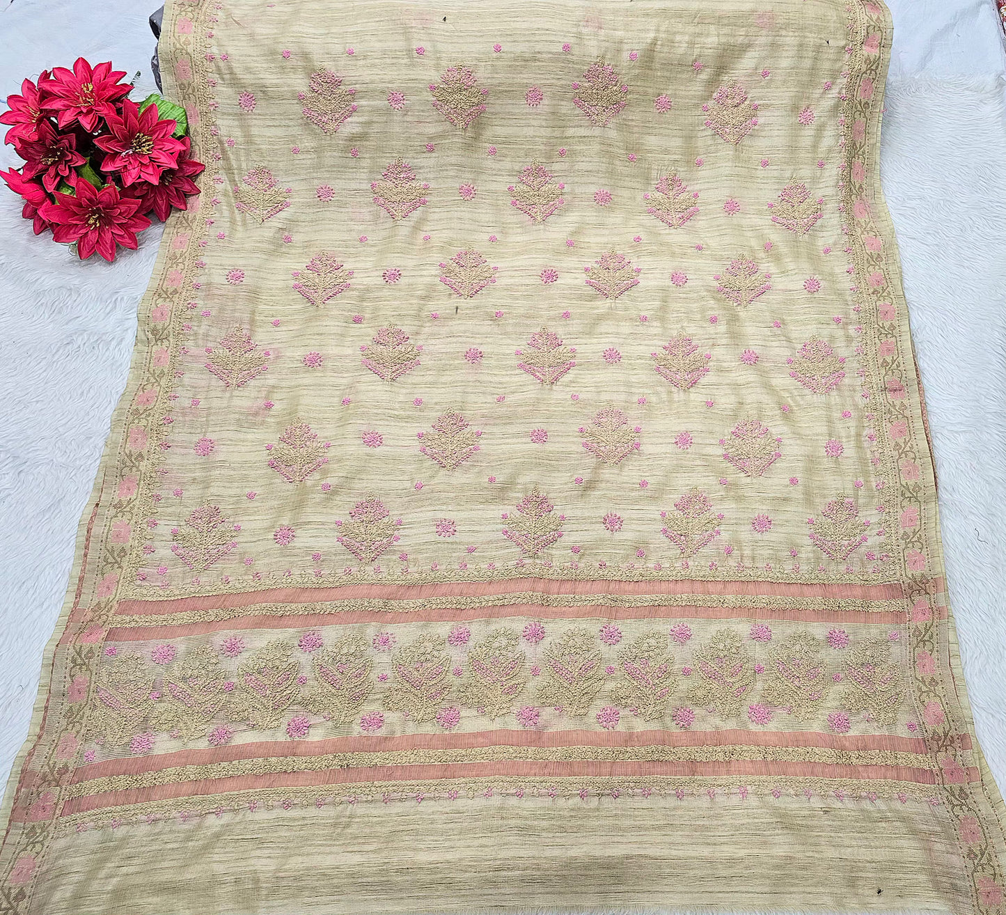 Luxury Kota Silk Chikankari Saree  – Handcrafted Beauty