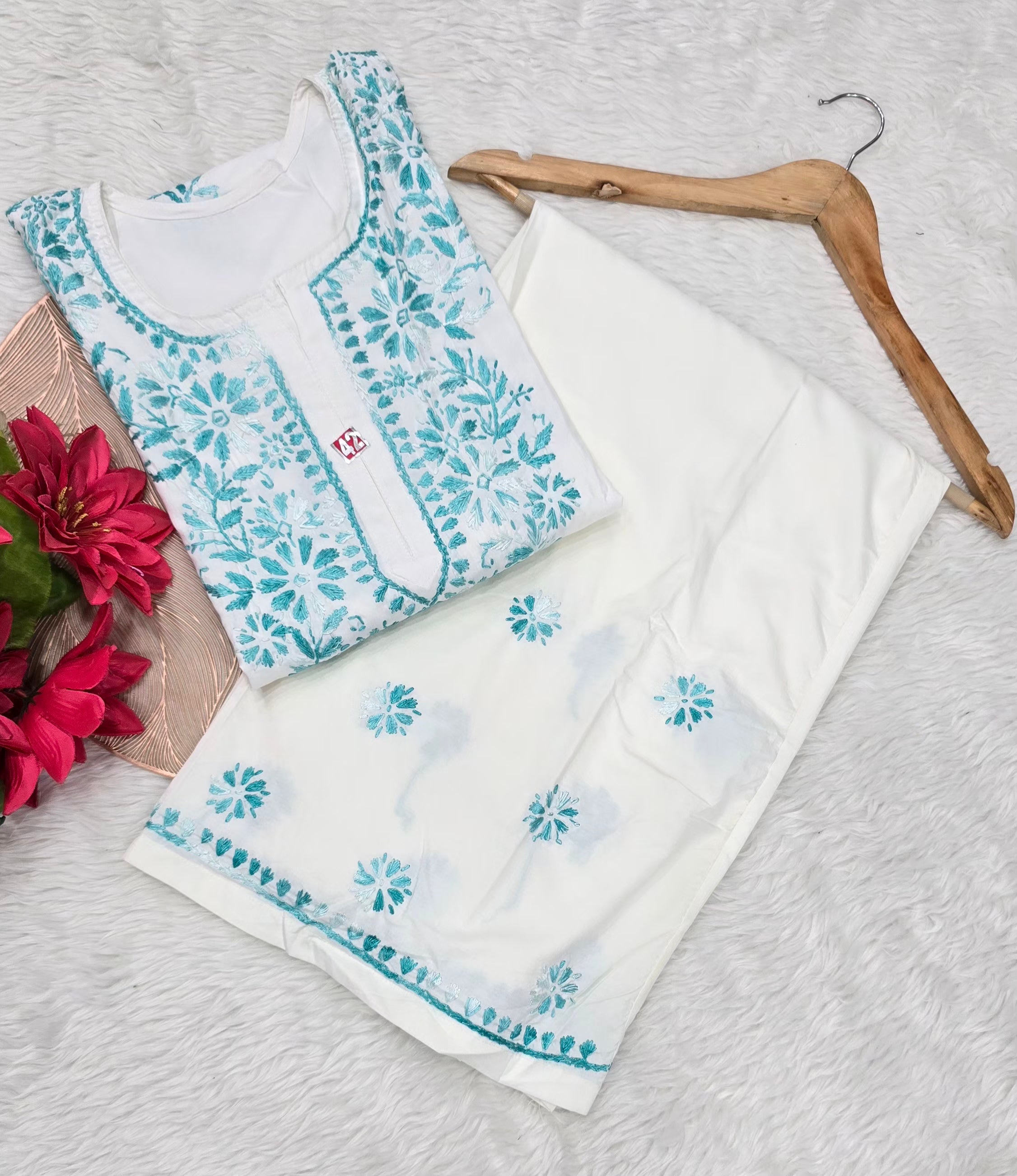 Summer Breeze Lucknowi Chikankari Kurta Palazzo Set